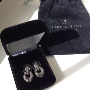 Judith Jack Marcasite & SS doorknocker earrings